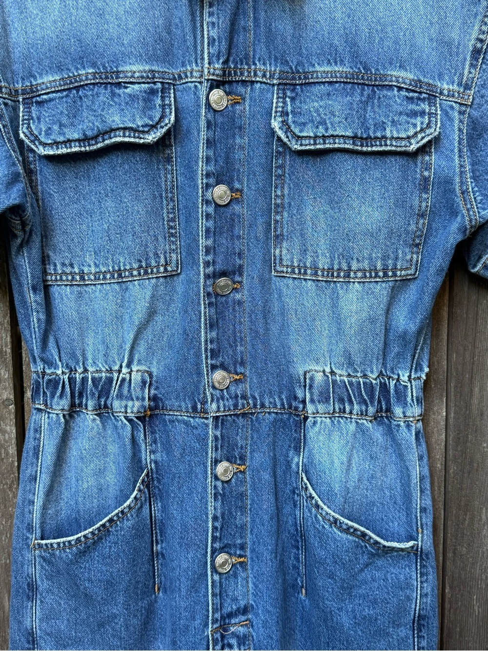 We The Free Free People Marci Denim Coverall Jumpsuit Light Wash Blue Small NWOT - Picture 10 of 11